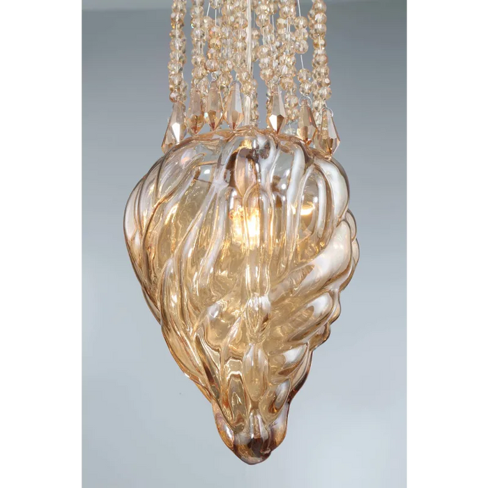 Modern Floating Blown Amber Glass Chandelier for High-ceiling