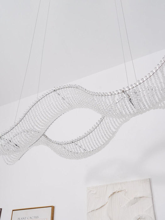 Modern Wavy Crystal Chandelier for Dining Room/Kitchen Island