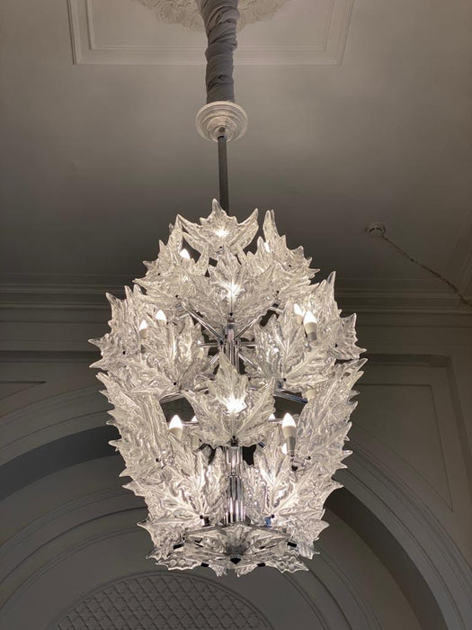 Modern Creative Clear Crystal Maple Leaf Chandelier for Living Room/Bedroom