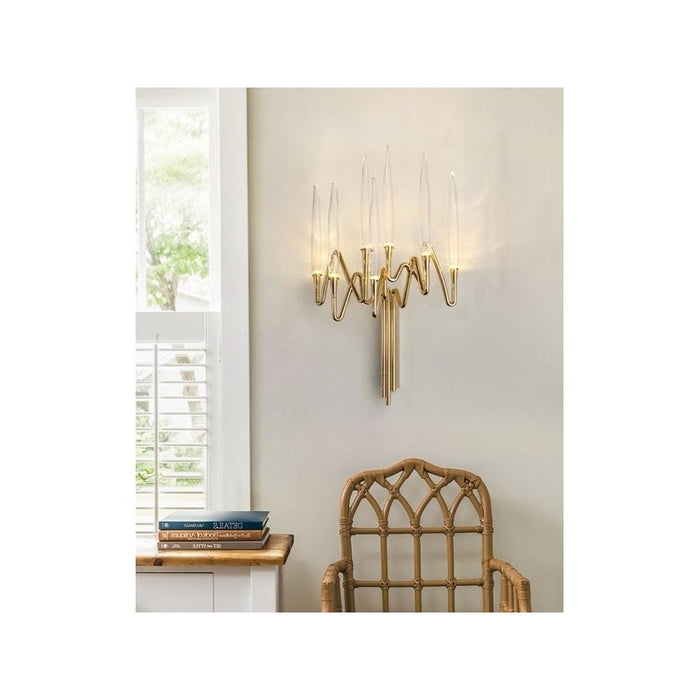 Modern Light Luxury Candlestick Shaped Crystal Wall Sconce