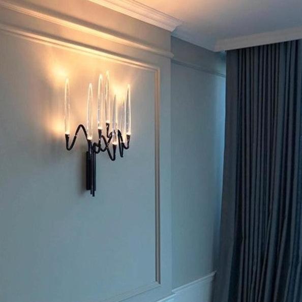 Modern Light Luxury Candlestick Shaped Crystal Wall Sconce