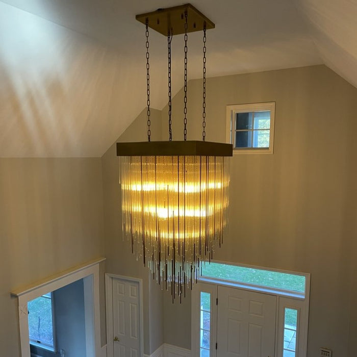 Modern Waterfalls Square Glass Tubes Chandelier