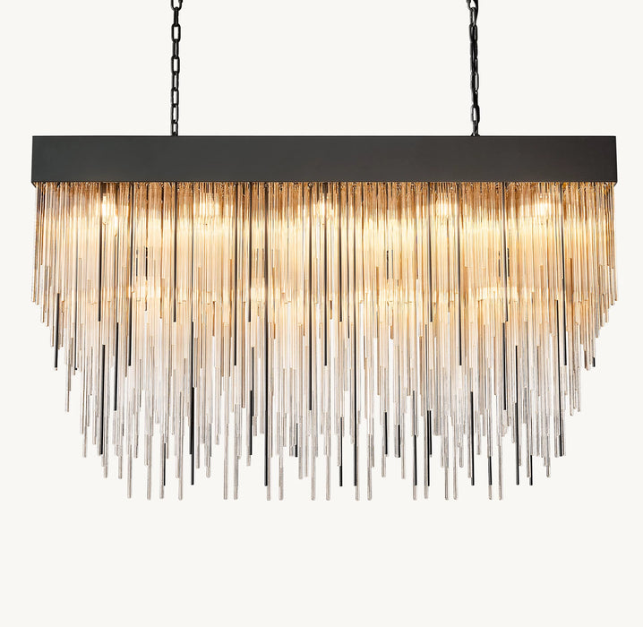 Modern Rectangular Waterfalls Glass Tubes Chandelier