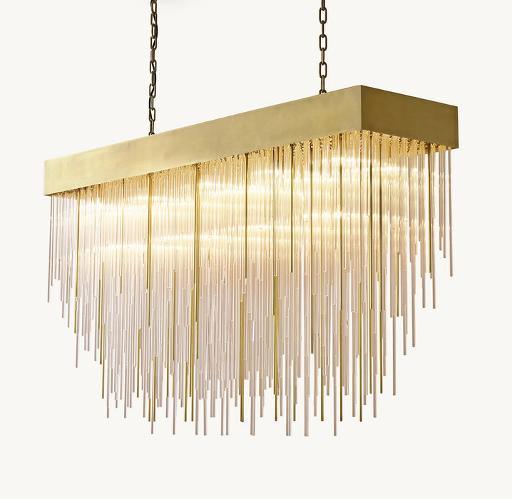 Modern Rectangular Waterfalls Glass Tubes Chandelier