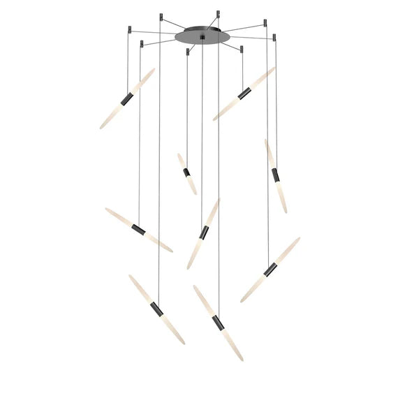 Modern Floating Acrylic Stick Chandelier for High-ceiling