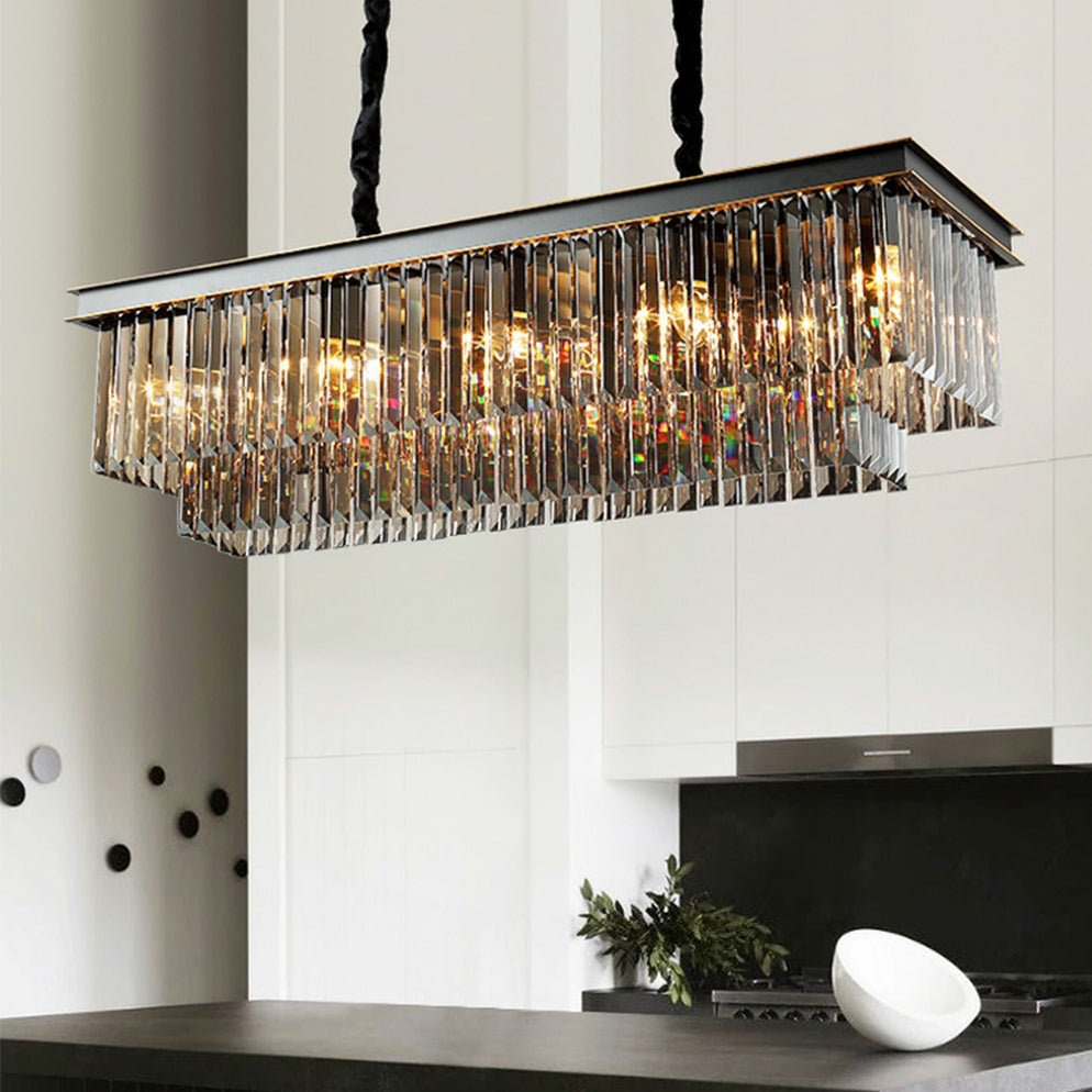 Fashion Kitchen Island Crystal Chandelier In Black/ Smoky Gray Finish ...