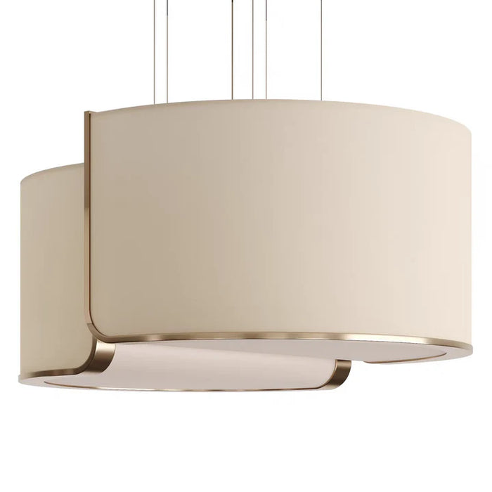 Minimalist Round Slub Cloth Chandelier for Low-ceiling