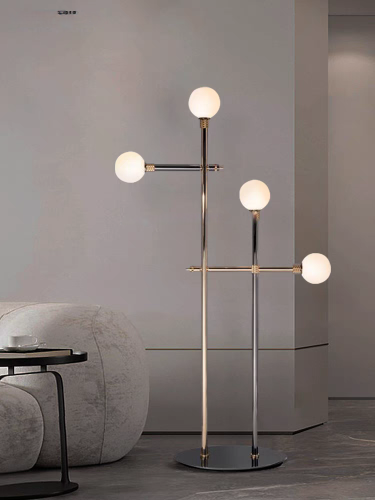 Contemporary 4-Light Ball Gold Metal Floor Lamp