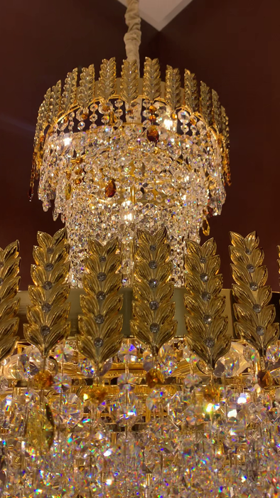 Luxury Golden Wheat Concial Funnel Crystal Chandelier for Living Room/Staircase/Foyer