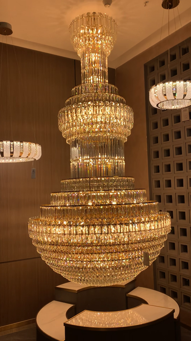 Luxury Gourd Shaped Crystal Chandelier for Staircase/Foyer/Living Room