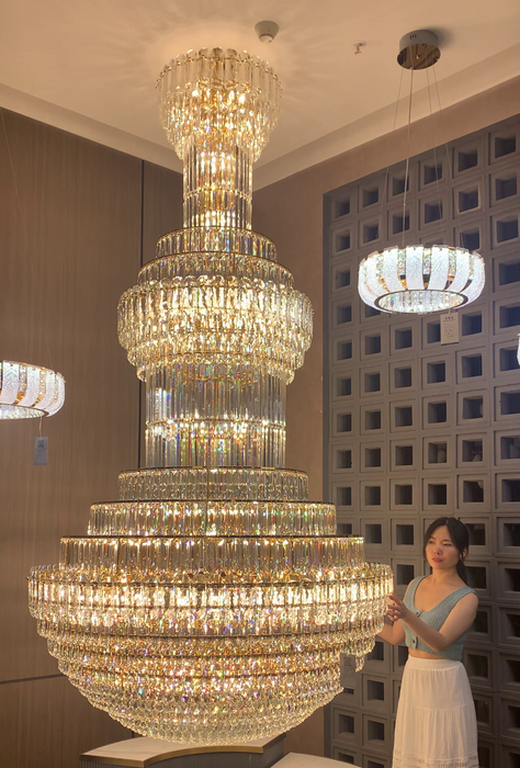 Luxury Gourd Shaped Crystal Chandelier for Staircase/Foyer/Living Room