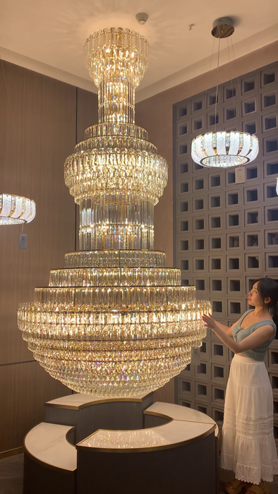 Luxury Gourd Shaped Crystal Chandelier for Staircase/Foyer/Living Room