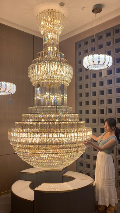 Luxury Gourd Shaped Crystal Chandelier for Staircase/Foyer/Living Room