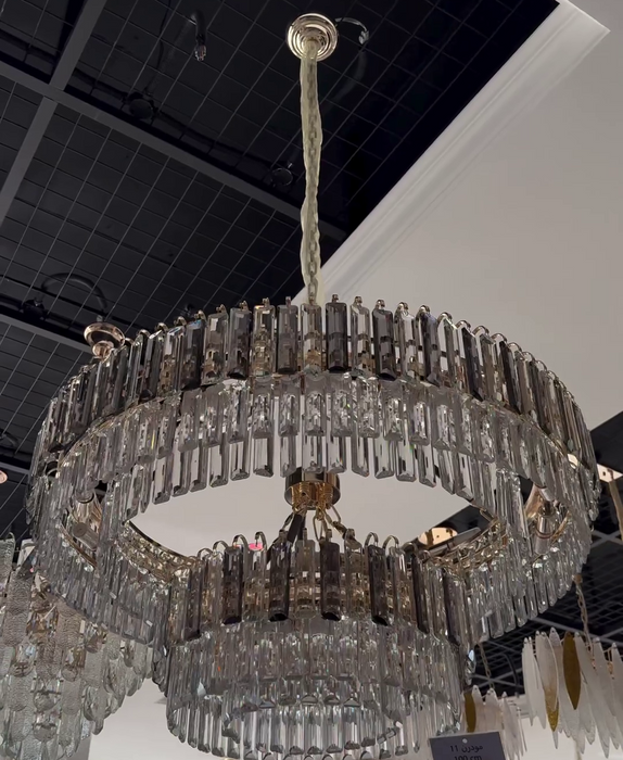 Modern Light Luxury 2-Tier Round Crystal Chandelier