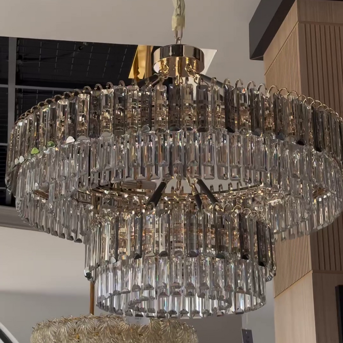 Modern Light Luxury 2-Tier Round Crystal Chandelier