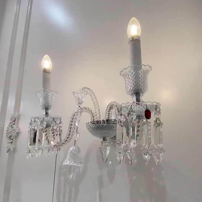 Luxury 2-Arm Candle Light Crystal Wall Light