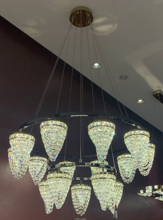 Modern Light Luxury 2-Tier Conch Crystal Chandelier