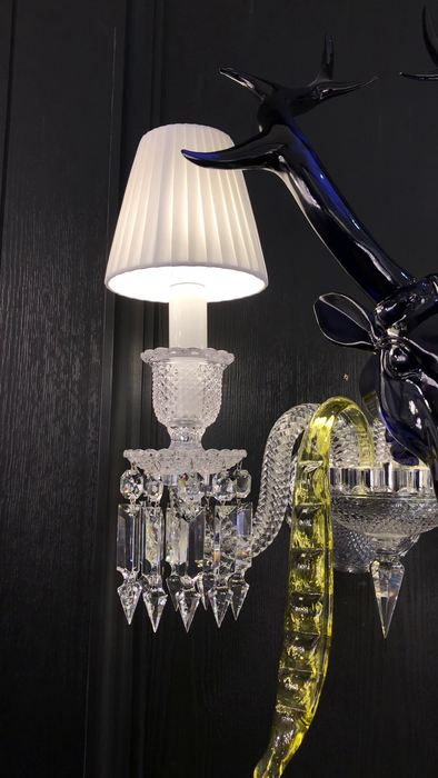 Candelabro de cristal con rama de vela, accesorio de iluminación de diseño artístico colorido tradicional para sala de estar/comedor, novedad de 2023