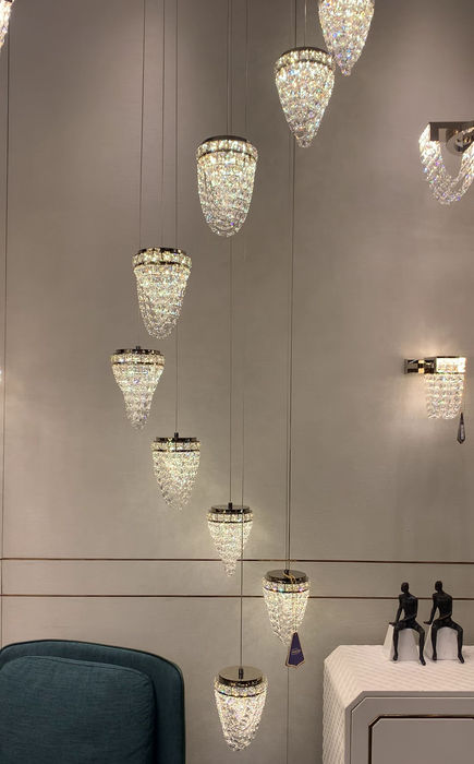 Modern Floating Crystal Conch Chandelier for High-ceiling