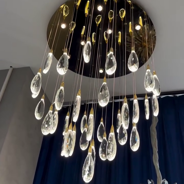 Modern Floating Crystal Chandelier for High-ceiling