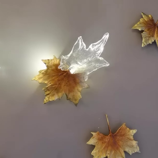 Art Design Brass&Crystal Maple Leaves Wall Lamp