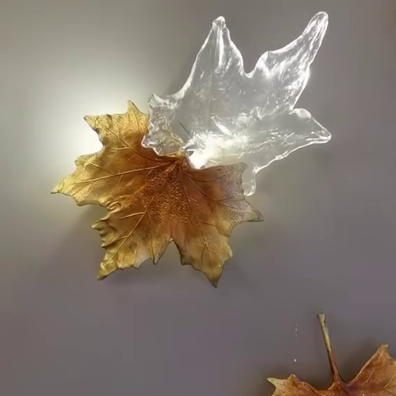 Art Design Brass&Crystal Maple Leaves Wall Lamp