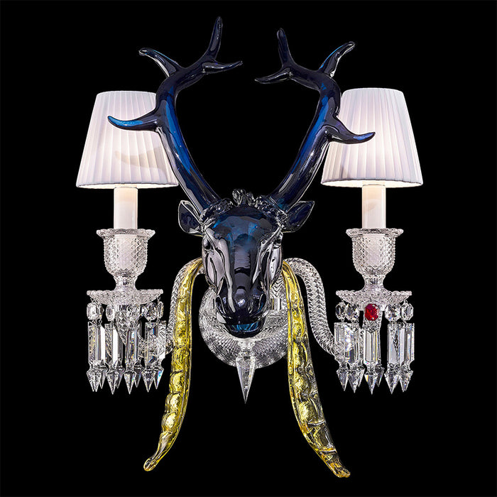 Traditional Colorful Candle Branch Blue Deer Crystal Chandelier for Living Room/Dining Room