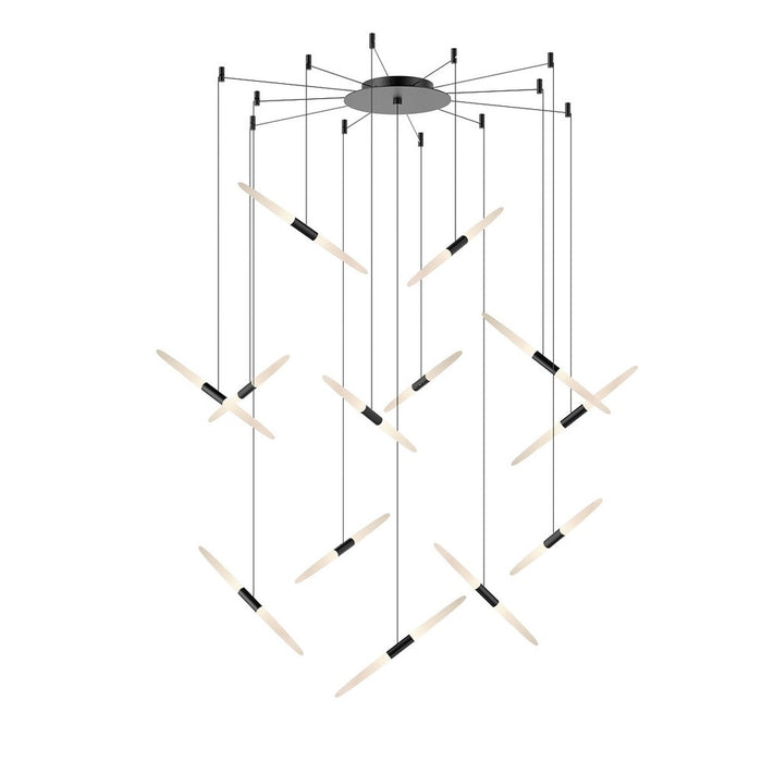 Modern Floating Acrylic Stick Chandelier for High-ceiling