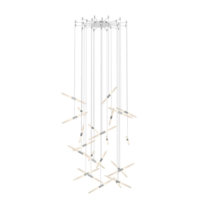 Modern Floating Acrylic Stick Chandelier for High-ceiling