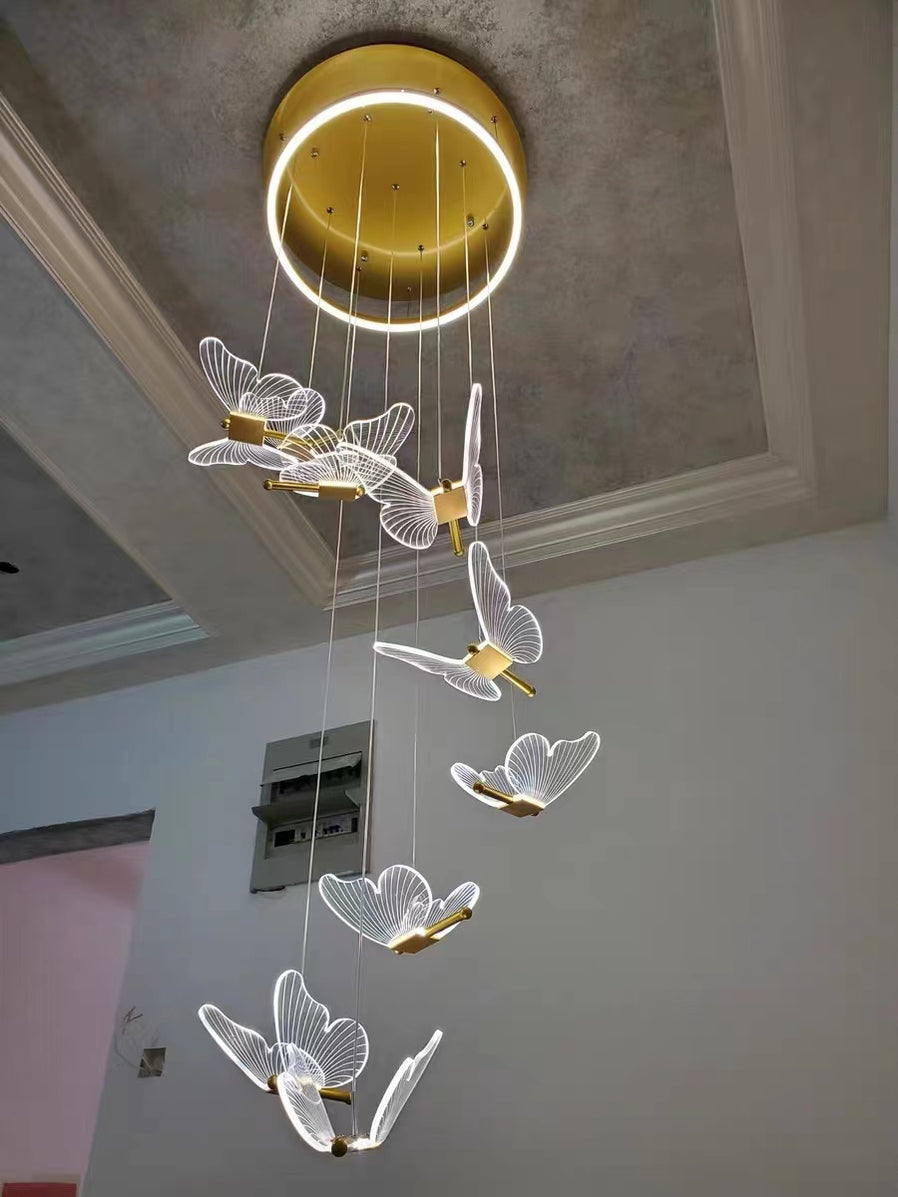 Extra Large Nordic Butterfly Chandelier Luxury Foyer Staircase Ceiling ...