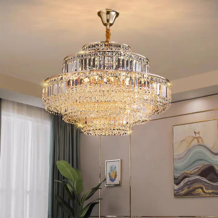 chandelier,chandeliers,crystal,multi-tiers,tiered,layers,round,honeycomb,luxury,gold,modern,living room,dining room,entryace,foyer,corridor,hallway