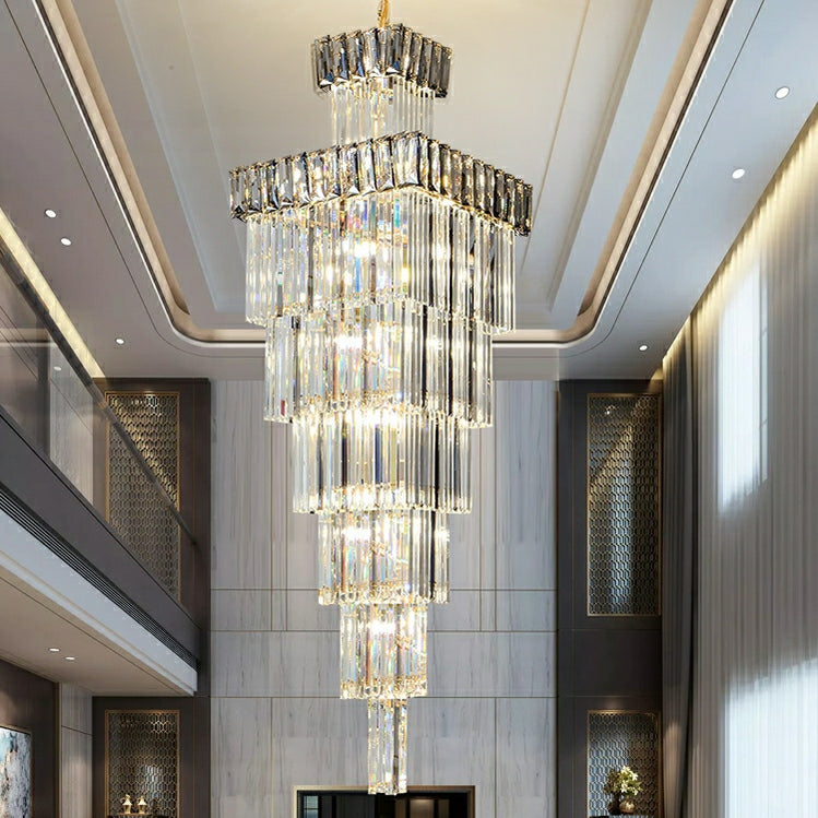 Decorative Extra Large Vertical Luxurious Crystal Staircase Chandelier ...