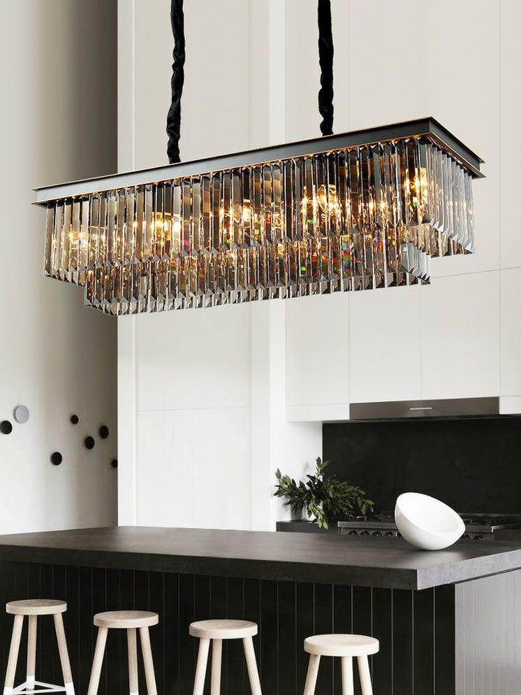 Fashion Kitchen Island Crystal Chandelier In Black/ Smoky Gray Finish ...