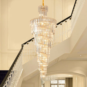 Very Large Modern Crystal Chandelier Tiered Foyer Staircase Spiral ...