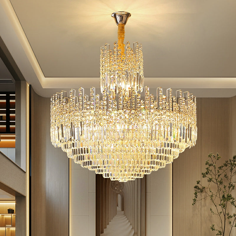 Luxury Hotel Hallway Ceiling Lighting Fixture Large Round Crystal Chan ...