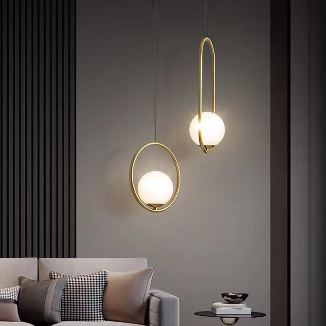 Modern Pure Copper Dining Room Ceiling Light Simple Stylish Ball Bedro ...