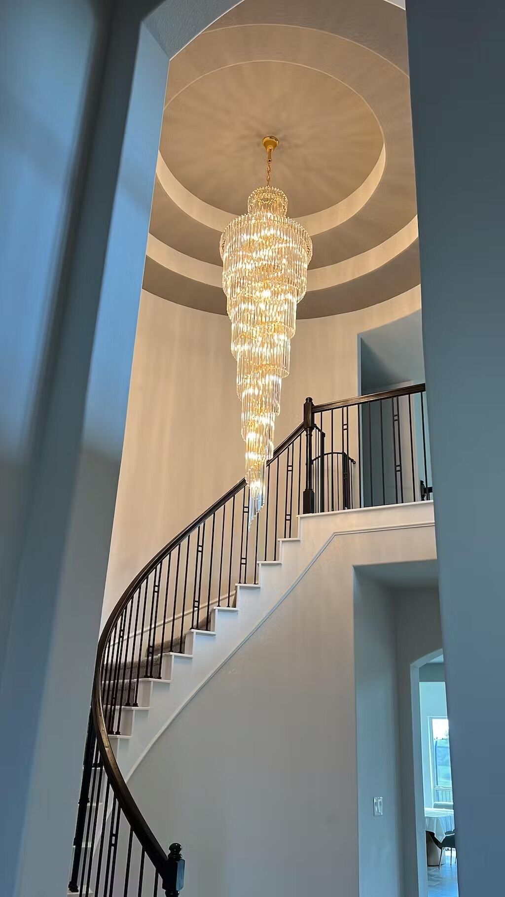 Very Large Modern Crystal Chandelier Tiered Foyer Staircase Spiral ...